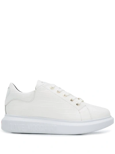 Shop Love Moschino Heart-patch Chunky Trainers In White