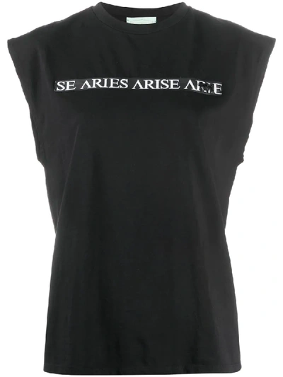 Shop Aries Logo Zip Cotton Vest In Black
