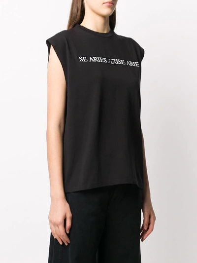 Shop Aries Logo Zip Cotton Vest In Black