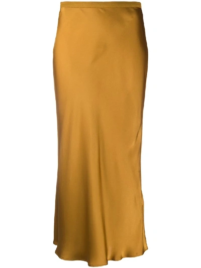 Shop Anine Bing High-waisted Silk Skirt In Yellow