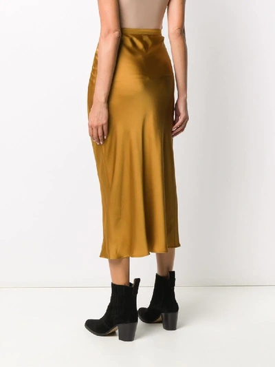 Shop Anine Bing High-waisted Silk Skirt In Yellow