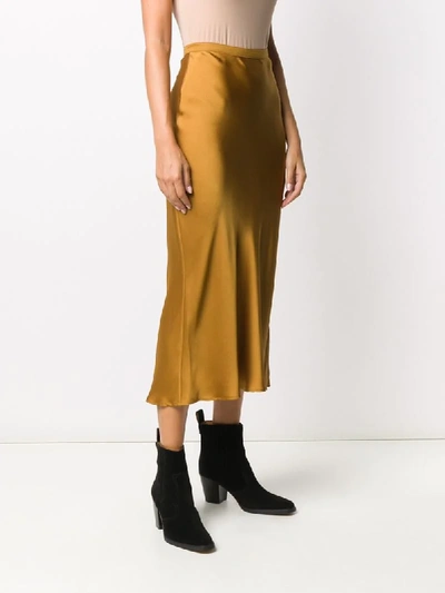 Shop Anine Bing High-waisted Silk Skirt In Yellow