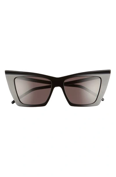 Shop Saint Laurent Cat Eye Sunglasses In Black/ Black