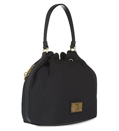 Shop Moschino Nylon Bucket Shoulder Bag In Black