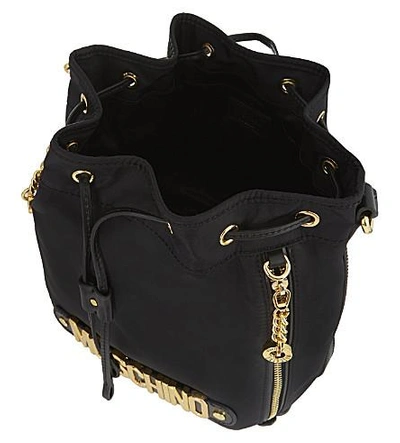 Shop Moschino Nylon Bucket Shoulder Bag In Black