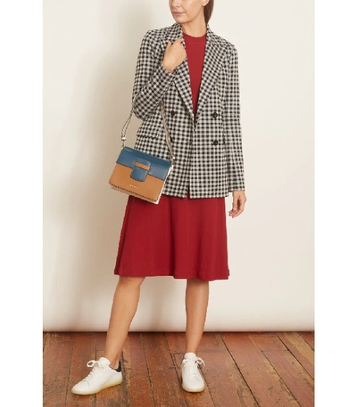 Shop Rosetta Getty Gingham Double Breasted Peak Lapel Jacket In Gingham In Multi