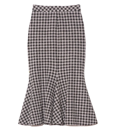 Shop Rosetta Getty Gingham Fluted Skirt In Black/white In Multi