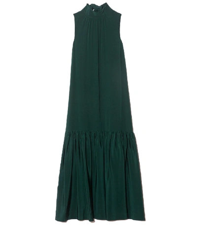 Shop Tibi Eco Silk Dropwaist Dress In Bright Pine In Green