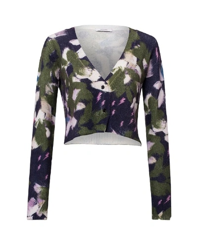 Shop Dorothee Schumacher Floral Softness V-neck Cardigan In Green/lila Floral Flash In Multi