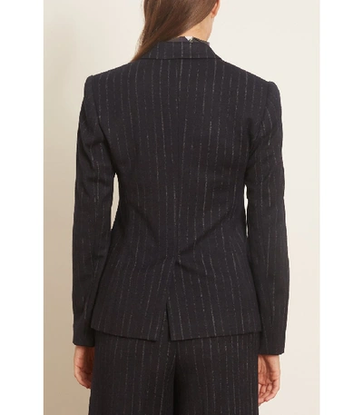 Shop Dorothee Schumacher Classic Twist Jacket In Grey Stripes On Navy In Blue