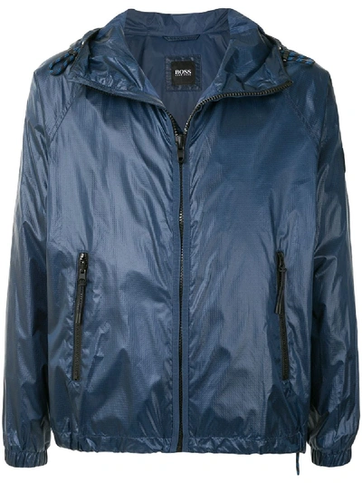 Shop Hugo Boss Regular-fit Ripstop Windbreaker In Blue