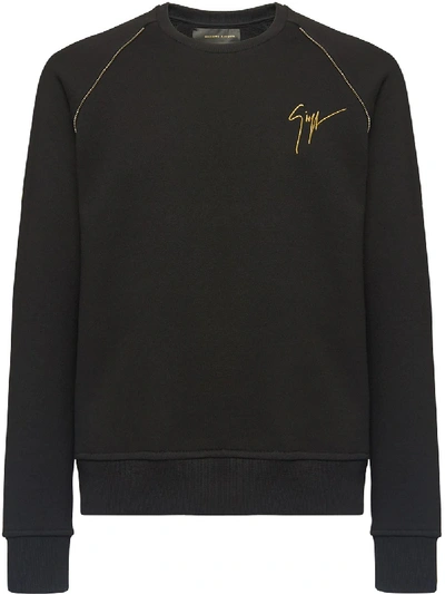 Shop Giuseppe Zanotti Embroidered Logo Jumper In Black