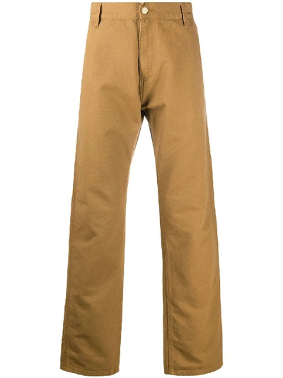 Shop Carhartt High-rise Straight-leg Trousers In Brown