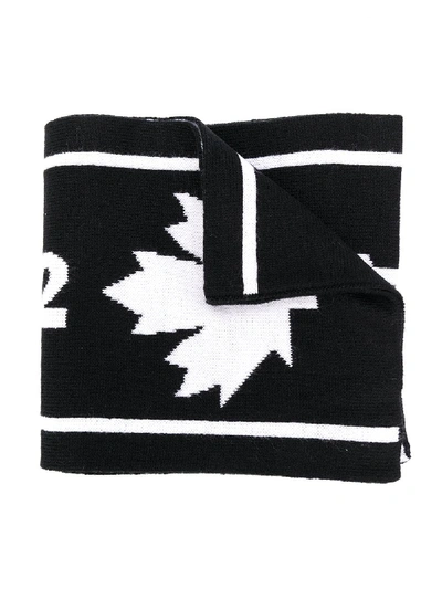Shop Dsquared2 Logo-knit Scarf In Black