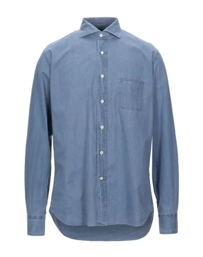 Shop Alessandro Gherardi Solid Color Shirt In Slate Blue