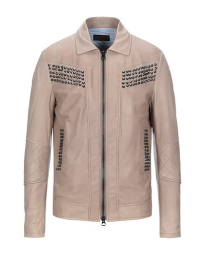 Shop Arc Leather Jacket In Beige