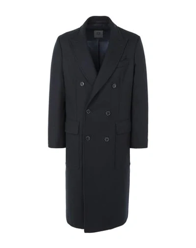 Shop 8 By Yoox Wool Blend Double-breasted Overcoat Man Coat Midnight Blue Size 38 Recycled Wool, Polyamid