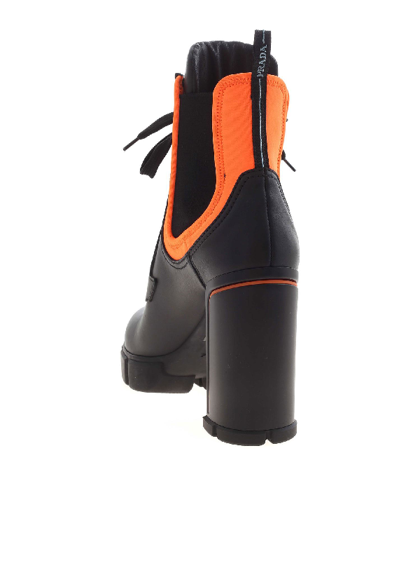 prada orange and black boots