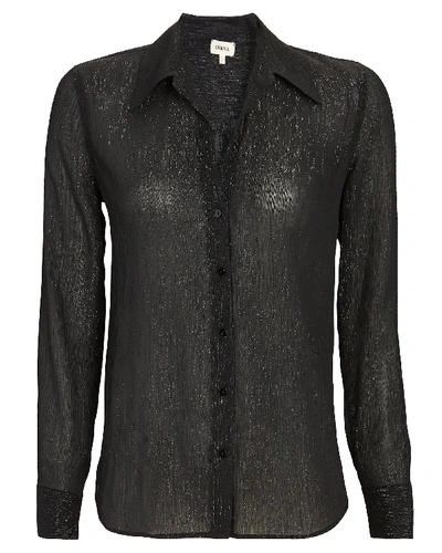 Shop L Agence Florence Chiffon Button-down Shirt In Black