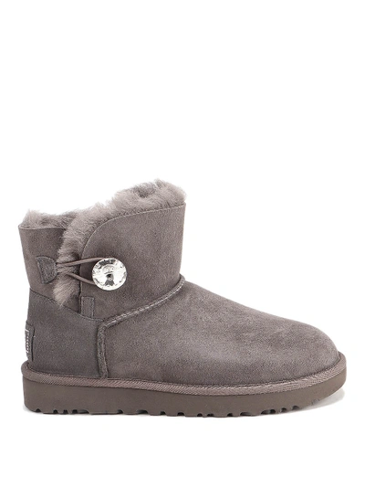 Shop Ugg Mini Bailey Button Booties In Grey