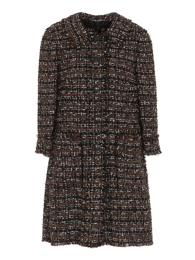 Shop Dolce & Gabbana Tweed Coat In Black