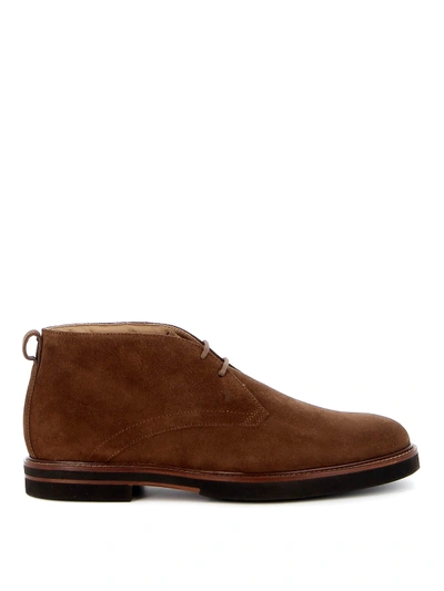 Shop Tod's Suede Desert Boots In Brown