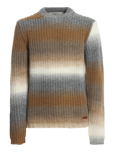 Shop Golden Goose Ado Faded Effect Wool Blend Sweater In Grey