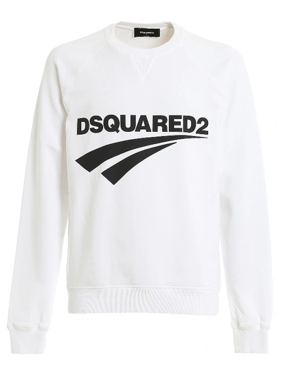 Shop Dsquared2 Logo Print Cotton Sweatshirt In White