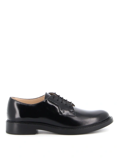 Shop Tod's Smooth Leather Lace-up Shoes In Black