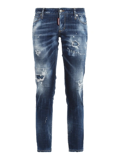 Shop Dsquared2 Jennifer Cropped Jeans In Medium Wash