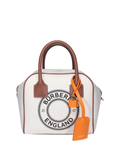 Shop Burberry Logo-print Cube Bag In White