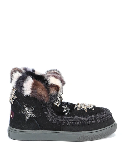 Shop Mou Eskimo Sneaker Shearling Boots In Black