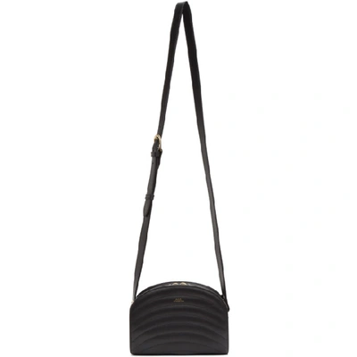 Shop A.p.c. Black Mini Quilted Demi-lune Bag In Lzz Black
