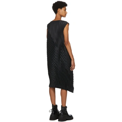 Shop Issey Miyake Black Wool Circle Pleats Dress In 15 Black