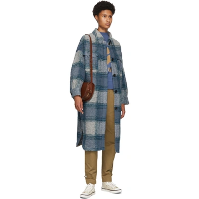 Isabel Marant Étoile Gabrion Oversized Checked Brushed Wool-blend Felt Coat  In Blue | ModeSens