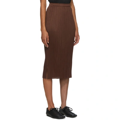 Shop Issey Miyake Pleats Please  Brown Pleated Mid-length Skirt In 43 Saddle B