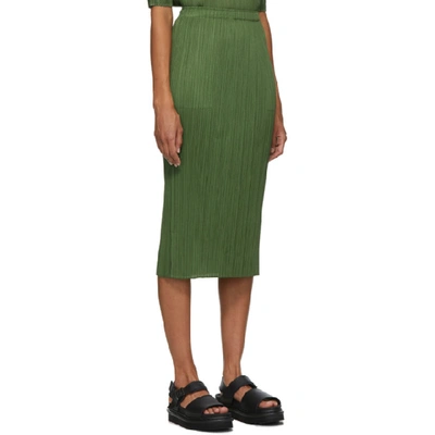 Shop Issey Miyake Pleats Please  Khaki Pleated Mid-length Skirt In 65 Khaki