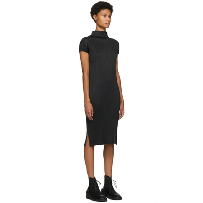 Shop Issey Miyake Pleats Please  Black Pleated Mid-length Dress In 15 Black