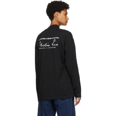 Shop Martine Rose Black Funnel Neck Long Sleeve T-shirt
