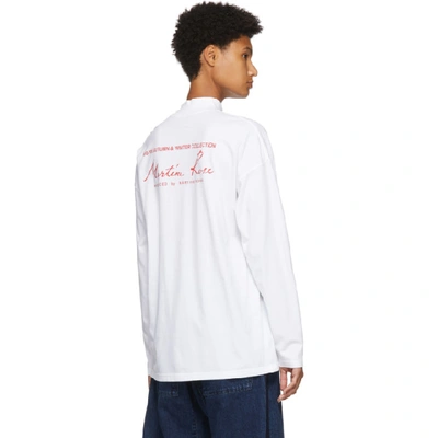 Shop Martine Rose White Funnel Neck Long Sleeve T-shirt