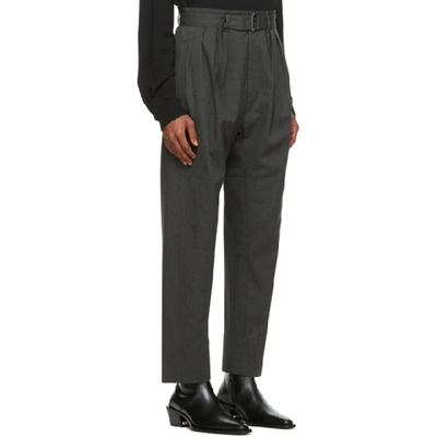Shop Lemaire Grey Wool 4 Pleats Trousers In 966 Anthrac