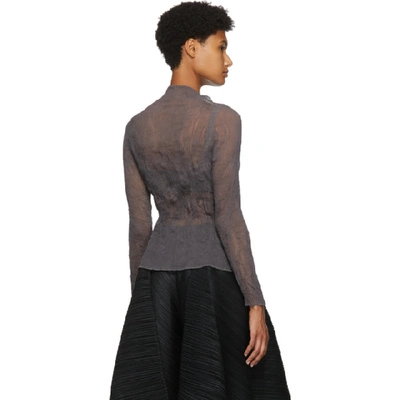 Shop Issey Miyake Grey Chiffon Twist Blouse In 13 Darkgrey