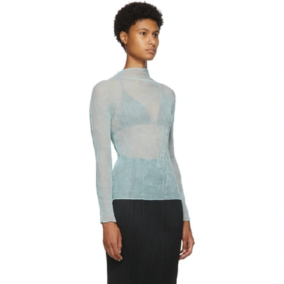 Shop Issey Miyake Blue Chiffon Twist Blouse In 74 Smokyblu