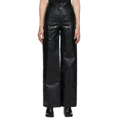 Shop Mm6 Maison Margiela Black Pleather Trousers In 900 Black