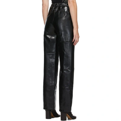 Shop Mm6 Maison Margiela Black Pleather Trousers In 900 Black