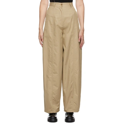 Shop Mm6 Maison Margiela Beige Wide-leg Trousers In 114 Beige