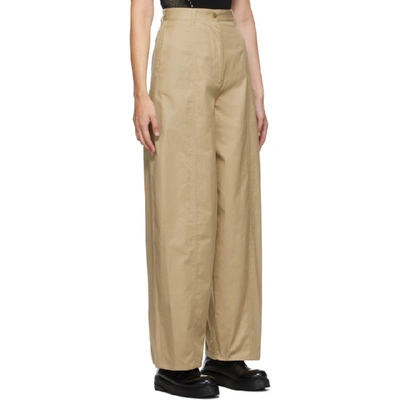 Shop Mm6 Maison Margiela Beige Wide-leg Trousers In 114 Beige