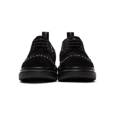 Shop Alexander Mcqueen Ssense Exclusive Black Suede Studded Hybrid Brogues In Black / Sil