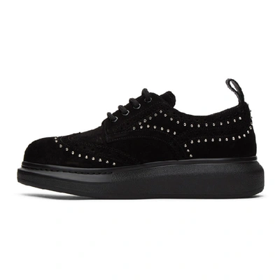 Shop Alexander Mcqueen Ssense Exclusive Black Suede Studded Hybrid Brogues In Black / Sil