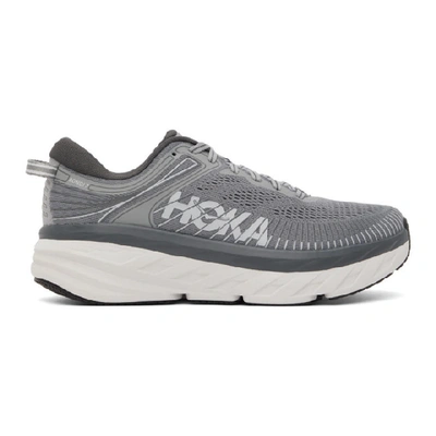 Shop Hoka One One Grey Bondi 7 Sneakers